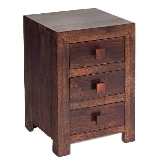 IH Design Mary Mango Wood 3 Drawer Bedside Table