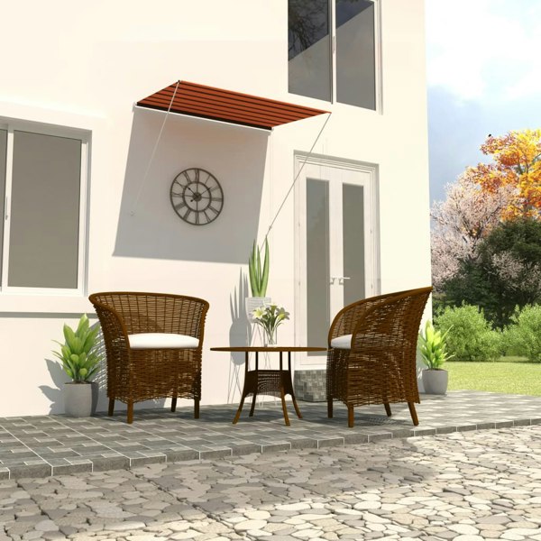 Berkfield Retractable Awning 200x150 cm Orange and Brown