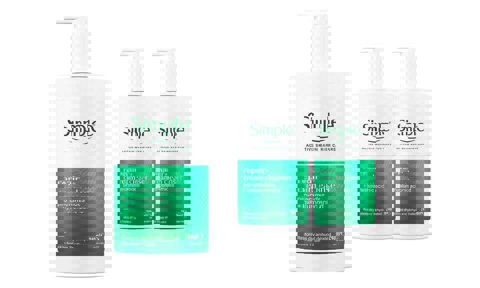 Simple Repair+ Facial Cleanser Soothing Hydrating Gentle Face Wash, 240ml