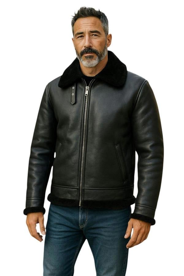 Infinity Leather Mens B3 Aviator Real Sheepskin Leather Flying Jacket-Oxford