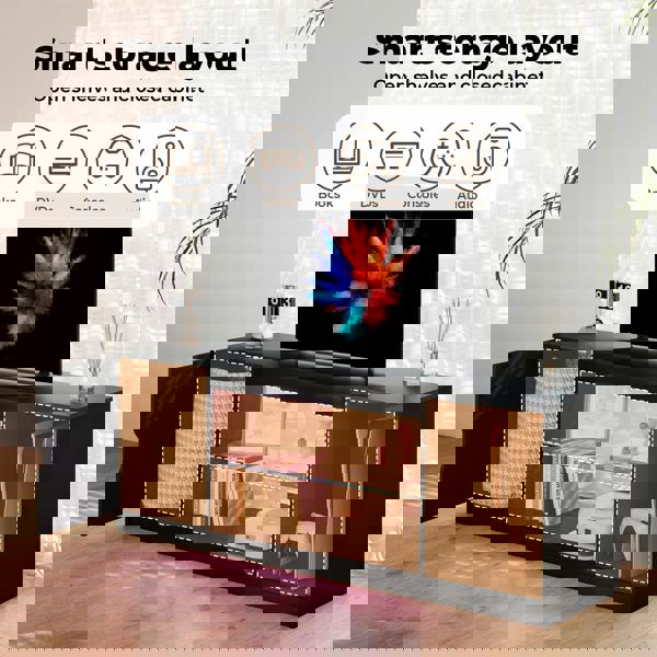 Levede TV Stand Entertainment Unit TV Cabinet Stand Storage with LED 140cm Black