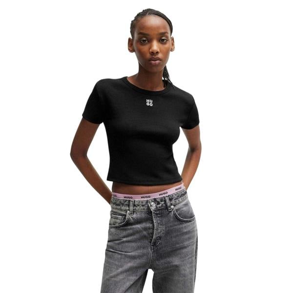 Hugo Womens/Ladies Delanor Crop Top - Black - 