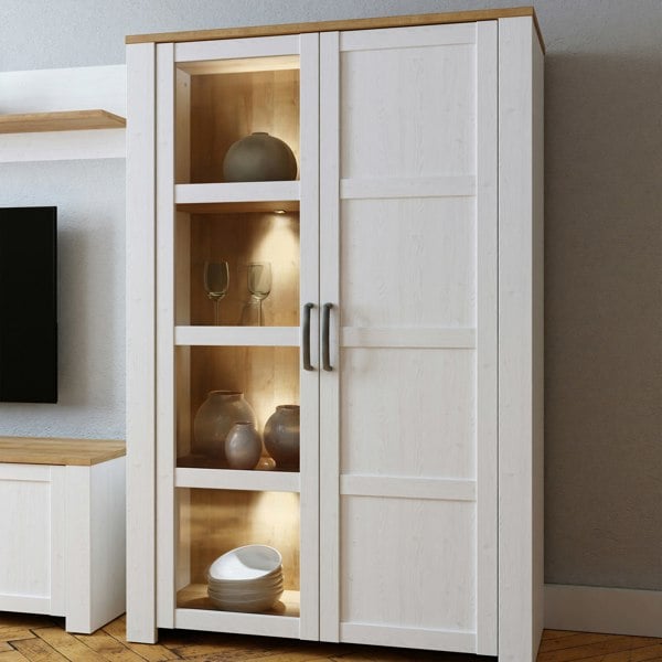 Furniture To Go Bohol Display Cabinet in Riviera Oak/White