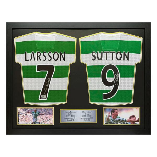 Unbranded Henrik Larsson & Chris Sutton Double Signed Framed Celtic Shirt Display