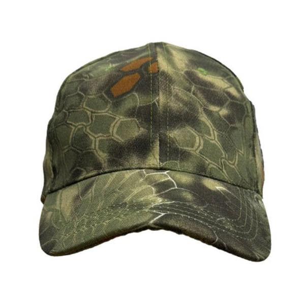 Front view of Digital Camo baseball cap with peak, adjustable strap at the rear for a comfortable fit
