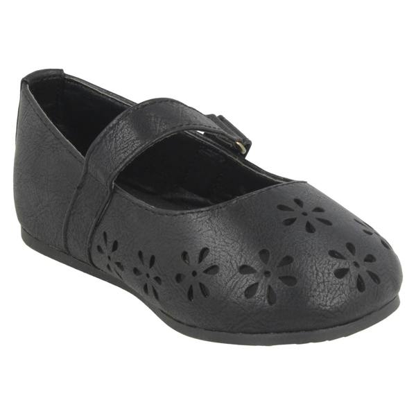 Spot On Girls Spot On Flat Ballerina Shoes with Cut Out Flower Detail