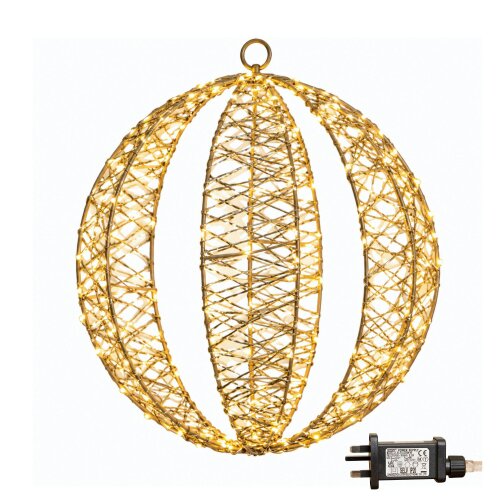 Samuel Alexander 30cm Gold MicroBrights Christmas Light up Ball with 240 Warm White LEDs