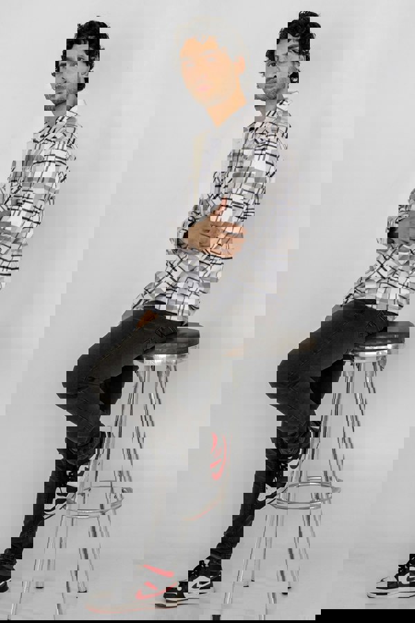 Men's Borg Lined Plaid Check Shacket