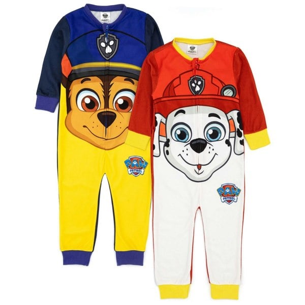 Paw Patrol Childrens/Kids Chase & Marshall Sleepsuit (Pack of 2) - Blue/Yellow/White