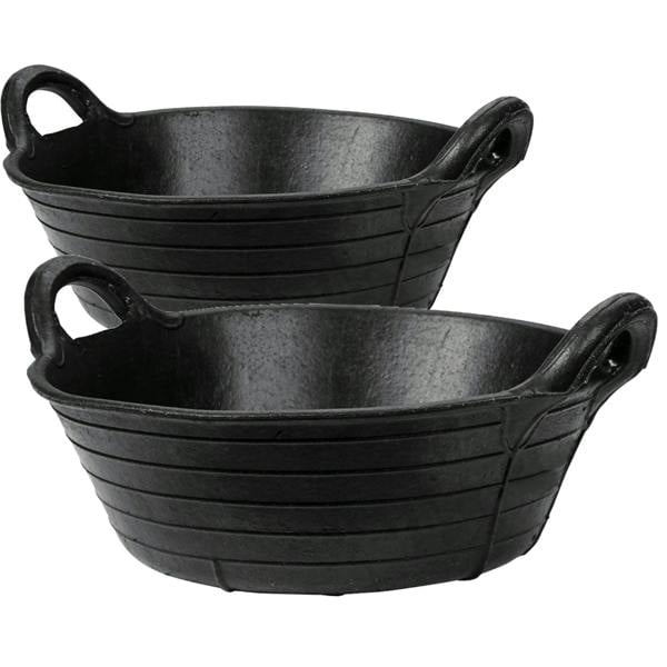 Ketoplastics Skip feed bucket feeder 11l in black pack of 2 integrated handles made of rubber flexible animal pet horse