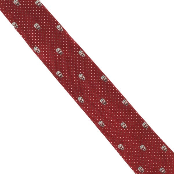 Alexander McQueen narrow silk tie in a signature skull and dot pattern