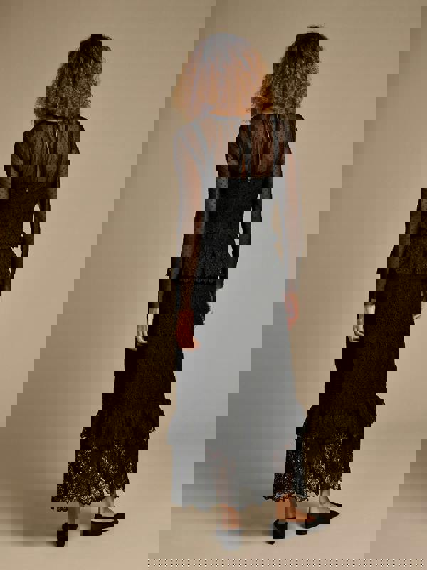 GWD Cowley Black Lace and Dobby Mesh Maxi Dress