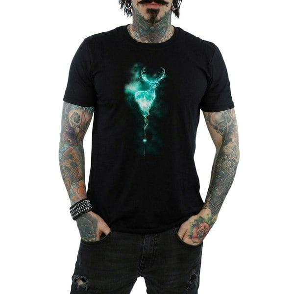 Harry Potter Mens Patronus Stag Cotton T-Shirt - Black