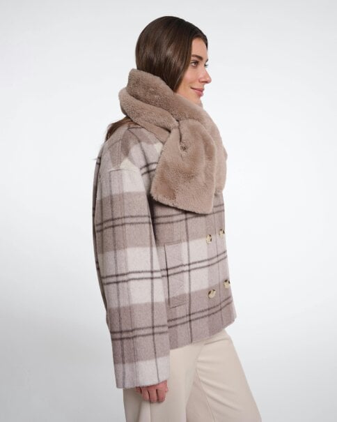 Rino & Pelle Stip Womens Faux Fur Scarf - Mocha Latte