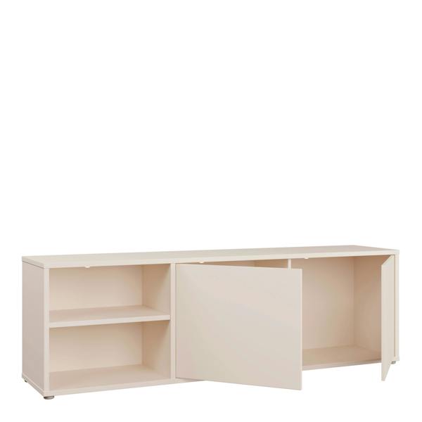 Furniture To Go Alice Springs Wide TV Cabinet with 2 Doors Push-to-Open & 1 Open Shelf in Sand