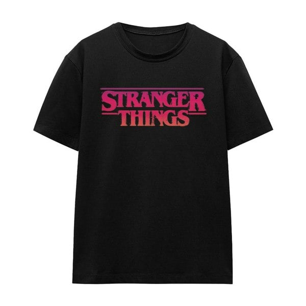 Stranger Things Womens Sunset Logo T-Shirt - Athletic Heather