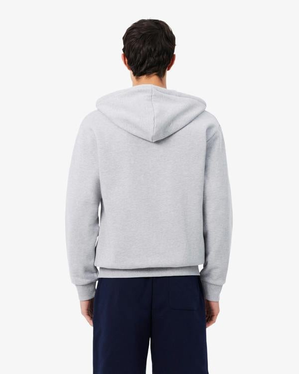 Lacoste Fleece Full - Zip Mens Classic Fit Hoodie - Silver Chine CCA | CHO | Designer Mens Hoodies