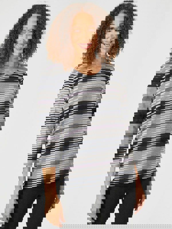 PennyPlain Striped Top  - Black