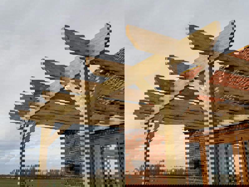 Arbor Garden Solutions Wall Mounted Wooden Pergola Kit - Chamfered Design