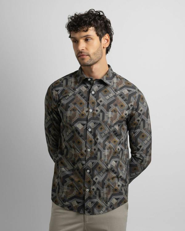 Steel & Jelly Limited Edition Slate Aztec Slim Fit Shirt