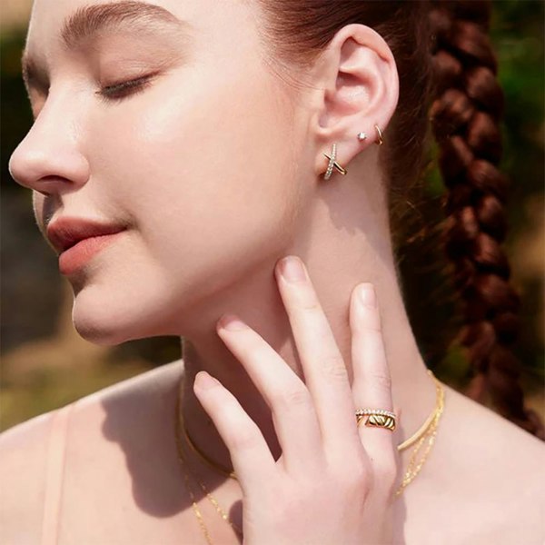 Ania Haie Heart Hunter 14ct Gold Plated Cubic Zirconia Stud Earrings E057-01G