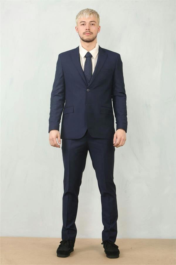 Infinity Leather Men's Navy 3 Piece Formal Classic Prom Suit Workwear
