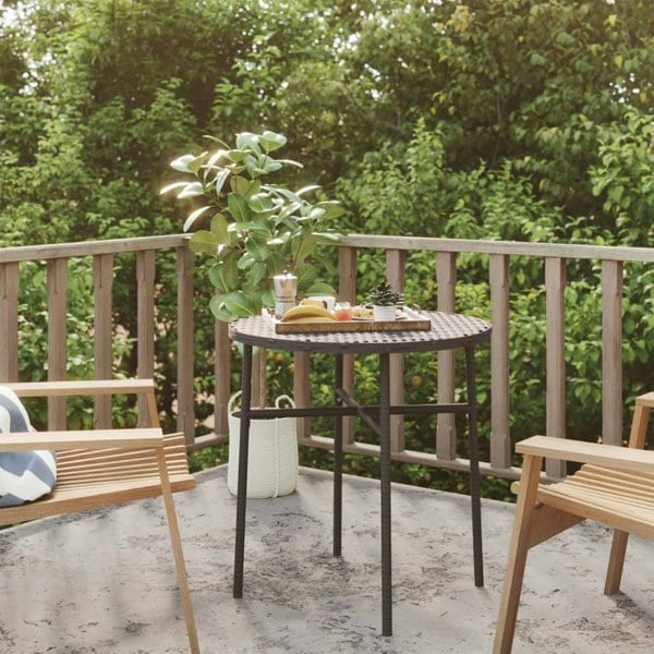 Berkfield Tea Table Black 45 cm Poly Rattan