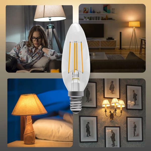 BELL Lighting E14 LED Filament Candle 4.5W Energy Saving Light Bulbs