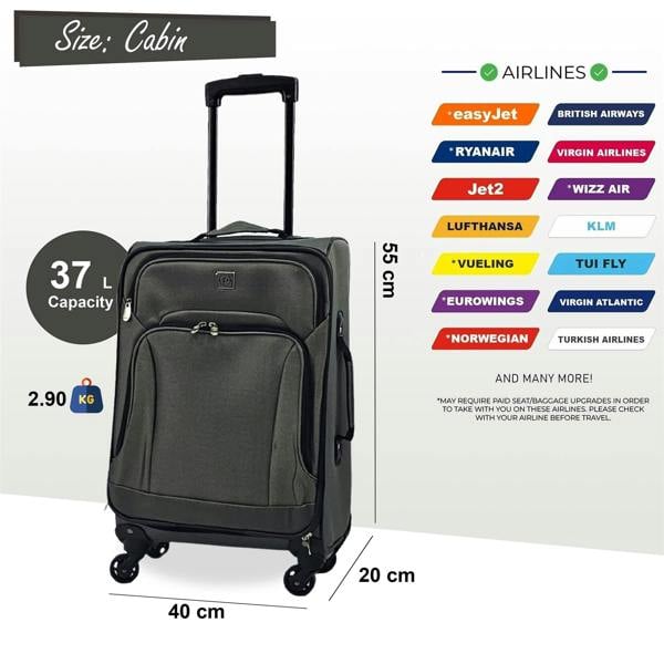 Infinity Luggage Lightweight Soft Shell Luggage Suitcase Travel Set