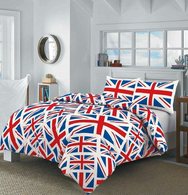 Night Zone Union Jack Printed Duvet Cover Set – Polycotton Easy Care Bedding with Pillowcases - Blue