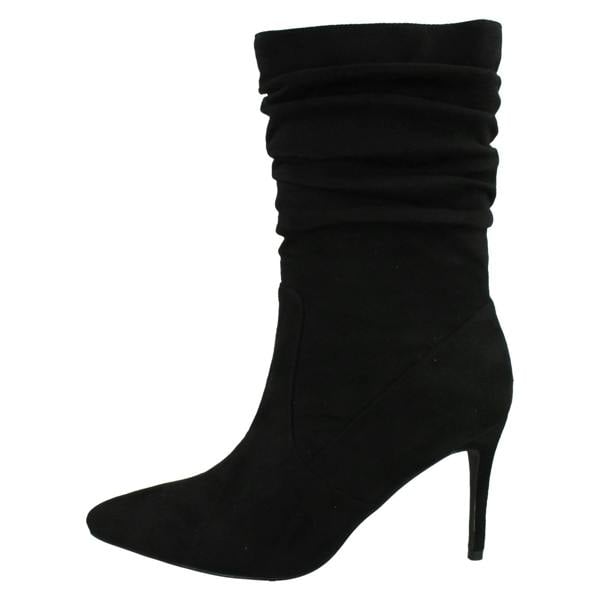 Spot On Ladies Spot On High Heel Rouched Leg Calf Boots F51232