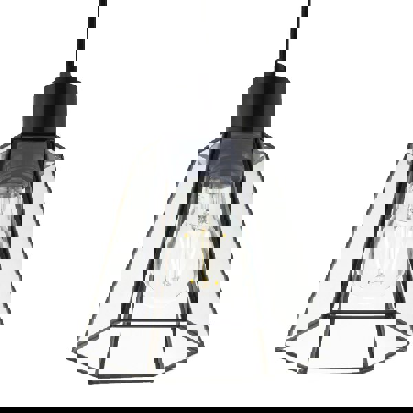 Industrial Lantern Pendant Lamp Shade in Matte Black with Clear Glass Image 4