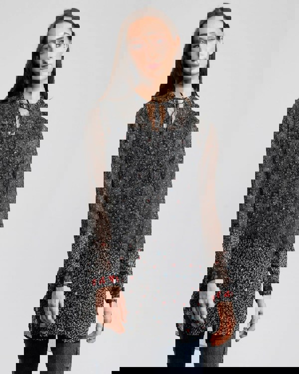 Great Plains Scatter Floral Neck Tie Womens Shirt