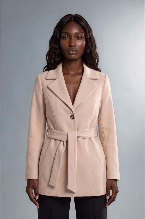 Myles Anthony Oatmeal Wool & Cashmere Coat With Tie Belt