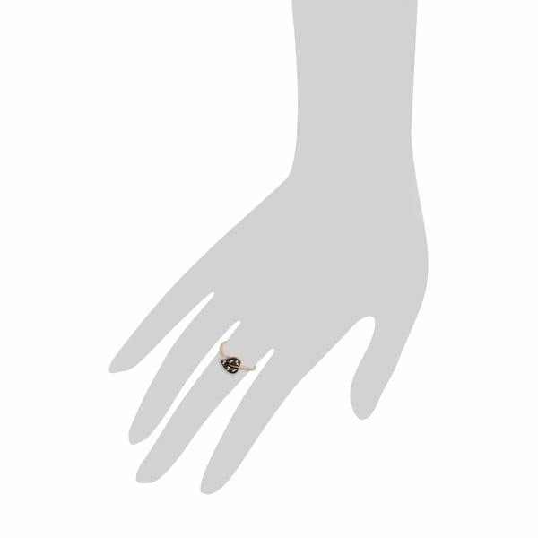 224R030501925 Rose Gold Plated Silver Round Marcasite Leaf Design Ring 3