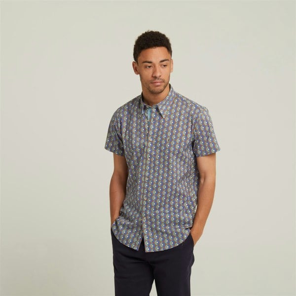 Gabicci V52GW07 Mens Garcia Woven Print Shirt Gabicci Vintage - WALNUT