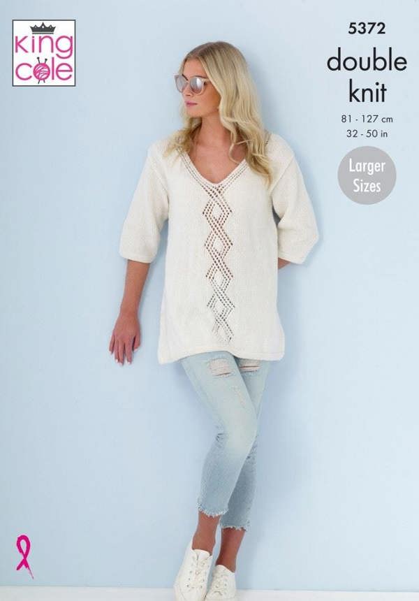 King Cole Cotton Top DK Knitting Pattern 5372, Sweaters for Women, 32 - 50 Inches