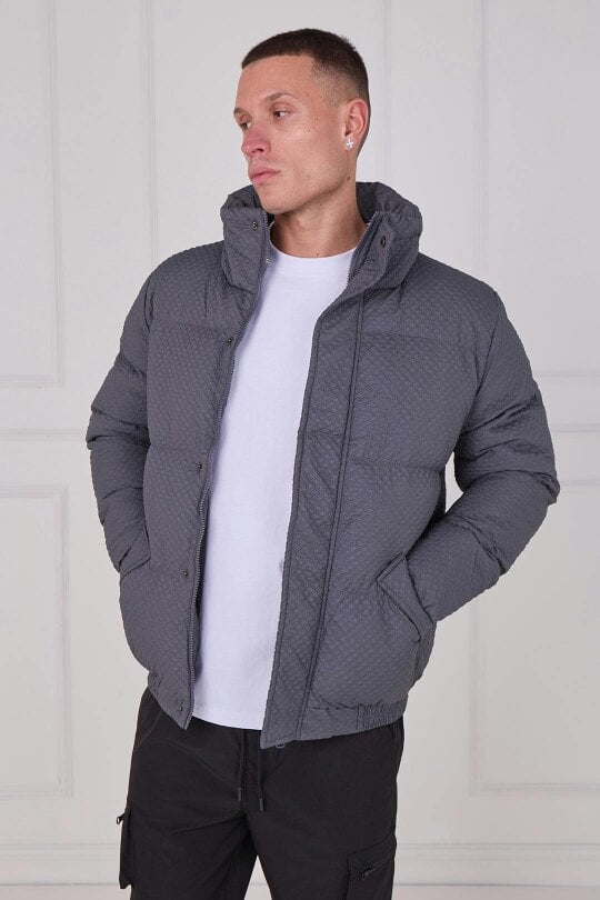 Quilted Puffer Jacket – Zip & Button Fasten