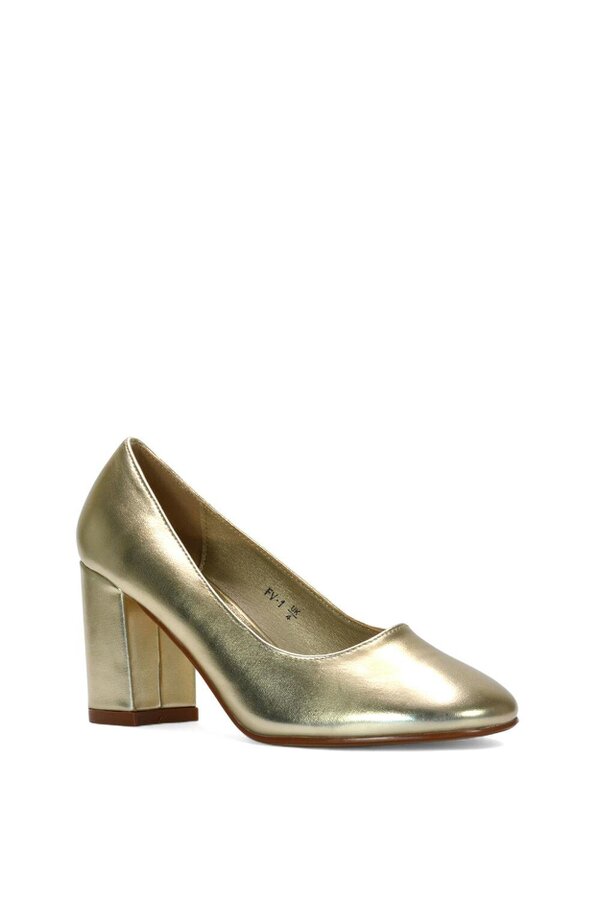 XY LONDON Round Toe Mid Block Heel Court Shoe Heels