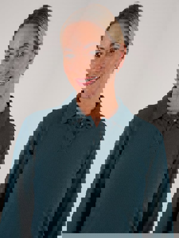 PennyPlain Button Collar Top  - Peacock