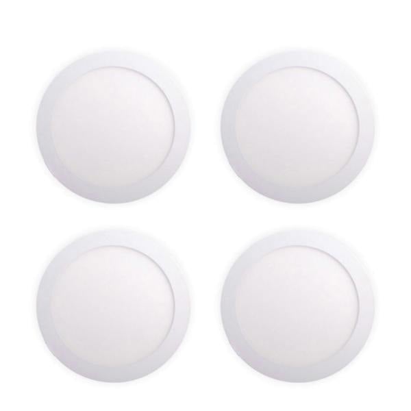 ENER-J 18W Recessed Round LED Downlight Panel, 220mm, 205mm Cut-Out, 3000K Warm White, 20,000 Hours, CE Driver, 2-Year Warranty - Pack of 4