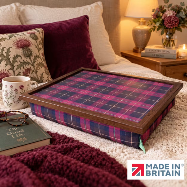 Made in the Mill Luxury Burgundy Boyd Tartan Lap Tray With Bean Bag