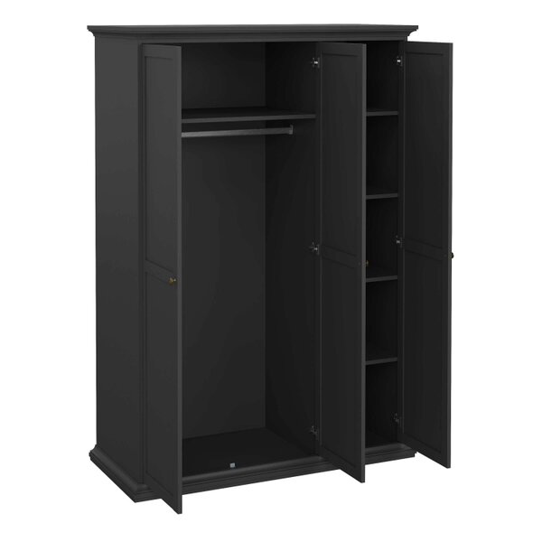 Wyld Haus Osaka Matt Dark Grey Wooden Wardrobe 3 Doors