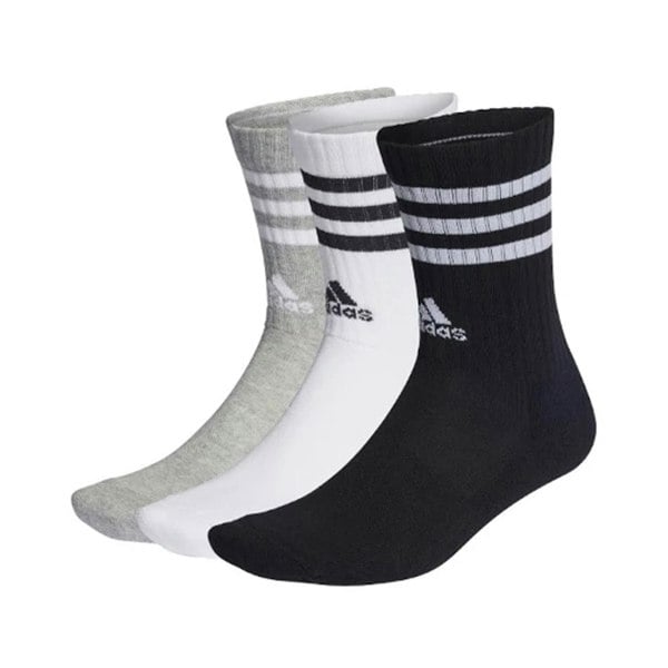 Adidas Unisex Adult Crew Socks (Pack of 3) - White/Grey/Black
