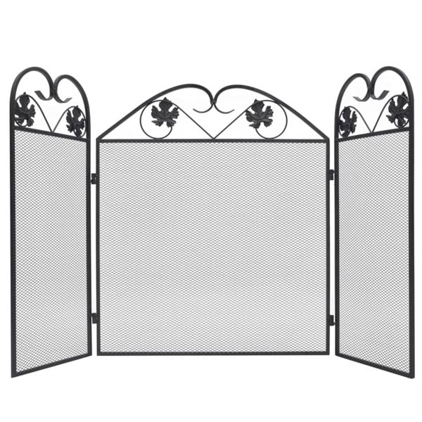 Berkfield 3-panel Fireplace Screen Iron Black