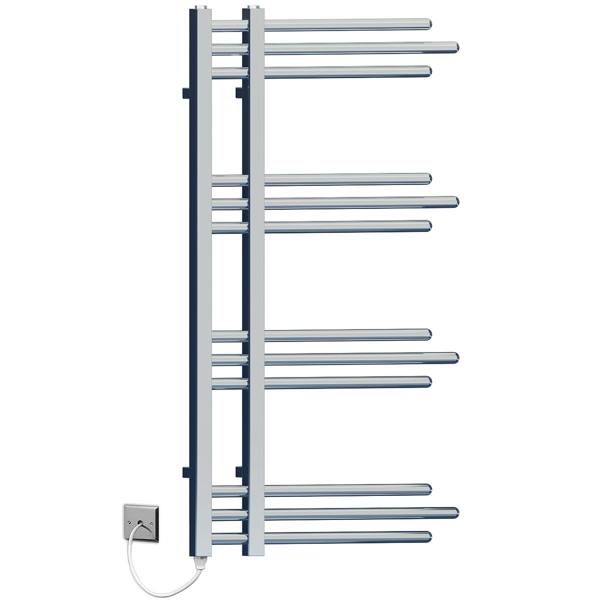 MYHOMEWARE Chrome 500mm Wide 900mm High Sydney Designer Pre-Filled Electric Towel Rail Bathroom Radiator