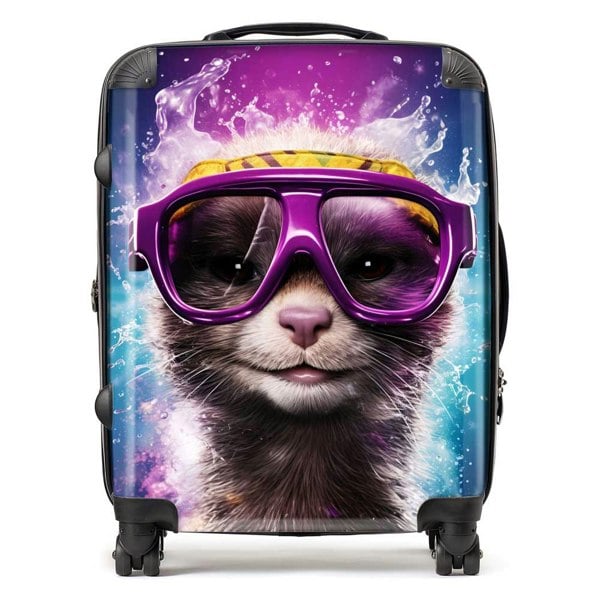 Warren Reed Splashart Ferret Purple Suitcase