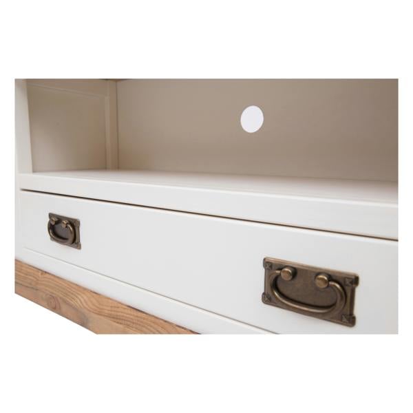Cabinet Bits Tropea Off White 1 Drawer TV Cabinet Brass Drop Handle