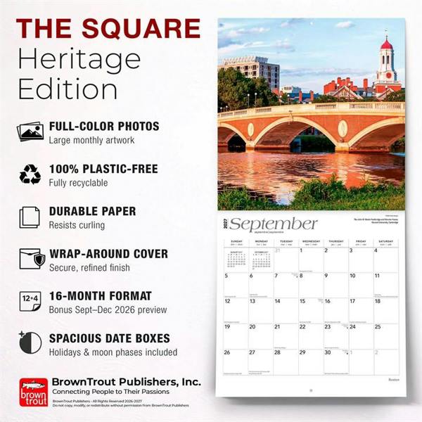 Boston Calendar 2027, Wall Calendars, Month To View, Travel, Gift