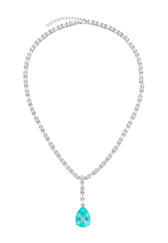 Latelita Claudette Statement Necklace Silver Paraiba Tourmaline